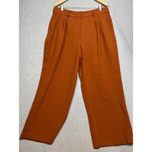 Nine West Wide Leg High Rise Relaxed Womens Petites 18P Rust Classic Office